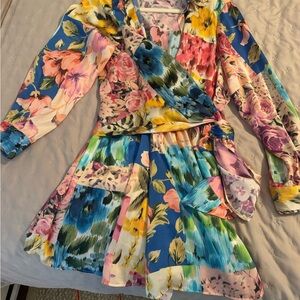 Vibrant Floral Wrap romper Zara